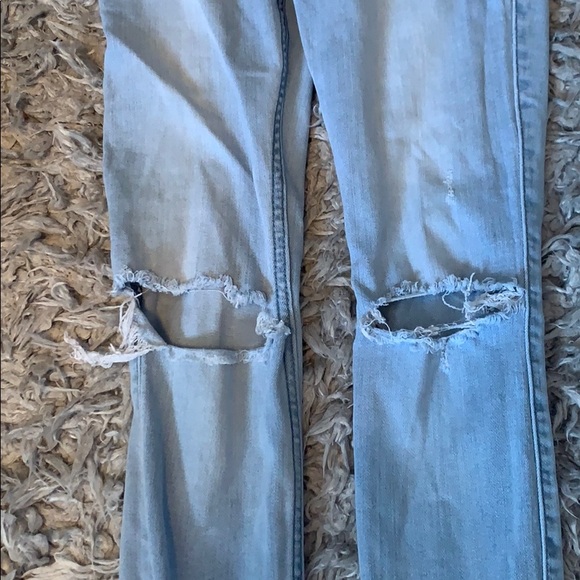 light blue, ripped, low-rise jean legging - Picture 2 of 4